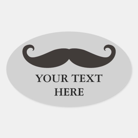 Sticker Ovale Funny Mustache / Schnurrbart + votre texte (Devant)