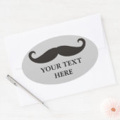 Sticker Ovale Funny Mustache / Schnurrbart + votre texte (Enveloppe)