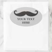 Sticker Ovale Funny Mustache / Schnurrbart + votre texte (Sac)