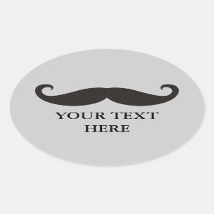 Sticker Ovale Funny Mustache / Schnurrbart + votre texte