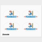 Sticker Ovale Funny Oiseau Pic (Feuille)