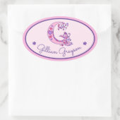 Sticker Ovale G lettre monogramme personnalisé filles nom rose a (Sac)