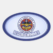 Sticker Ovale Garde côtière Secourt nageuse (Devant)