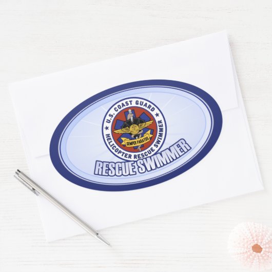Sticker Ovale Garde côtière Secourt nageuse (Enveloppe)