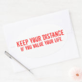 Sticker Ovale garder votre distance (Enveloppe)