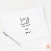 Sticker Ovale Gardez le calme et coupez sur (Enveloppe)