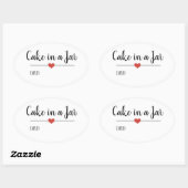 Sticker Ovale Gâteau dans un Jar script blanc personnalisé Stick (Feuille)