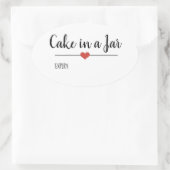 Sticker Ovale Gâteau dans un Jar script blanc personnalisé Stick (Sac)