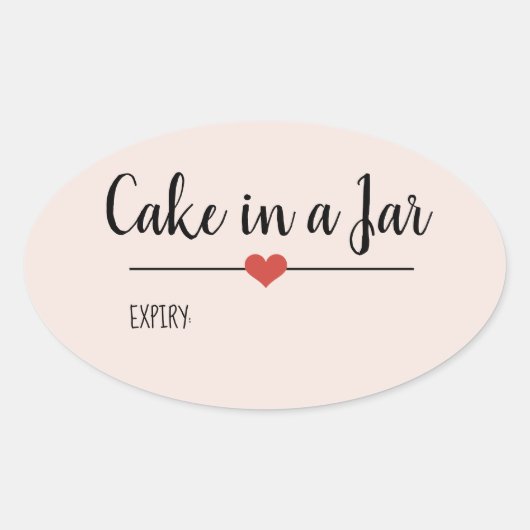 Sticker Ovale Gâteau dans un script Jar blush rose personnalisé (Devant)
