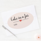 Sticker Ovale Gâteau dans un script Jar blush rose personnalisé (Enveloppe)