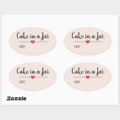 Sticker Ovale Gâteau dans un script Jar blush rose personnalisé (Feuille)