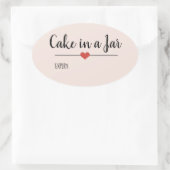 Sticker Ovale Gâteau dans un script Jar blush rose personnalisé (Sac)