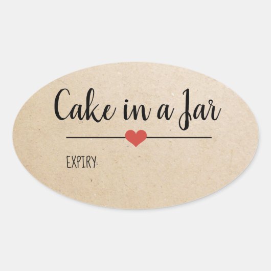 Sticker Ovale Gâteau dans un script Jar kraft personnalisé (Devant)