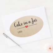 Sticker Ovale Gâteau dans un script Jar kraft personnalisé (Enveloppe)