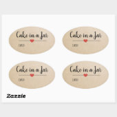 Sticker Ovale Gâteau dans un script Jar kraft personnalisé (Feuille)