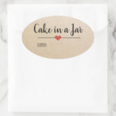 Sticker Ovale Gâteau dans un script Jar kraft personnalisé (Sac)