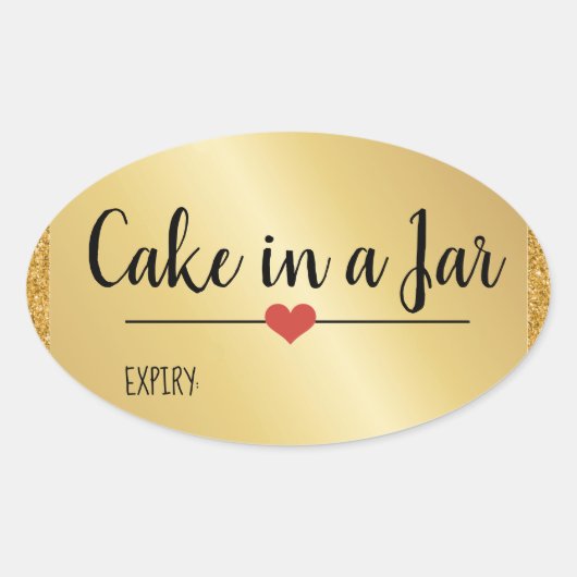Sticker Ovale Gâteau en pot moderne paillettes dorées de fêtes (Devant)
