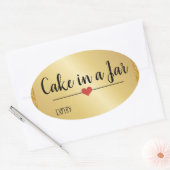 Sticker Ovale Gâteau en pot moderne paillettes dorées de fêtes (Enveloppe)