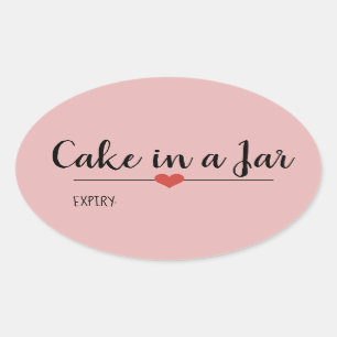Sticker Ovale Gâteau en pot rose blush