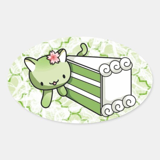 Sticker Ovale Gateau Matcha Kitty (Devant)