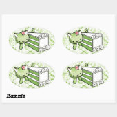 Sticker Ovale Gateau Matcha Kitty (Feuille)