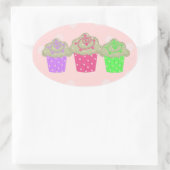 Sticker Ovale Gâteaux Cupcakes en gomme (Sac)