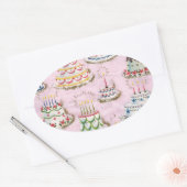 Sticker Ovale Gâteaux d'anniversaire vintages (Enveloppe)