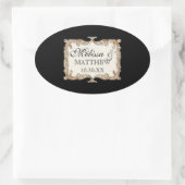 Sticker Ovale Gatsby Art Déco Nouveau dentelle Faux Gold Tulip (Sac)