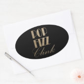 Sticker Ovale Gatsby party Gold et Black Pop Fizz Clink (Enveloppe)
