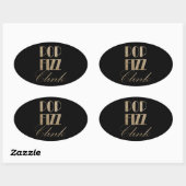 Sticker Ovale Gatsby party Gold et Black Pop Fizz Clink (Feuille)