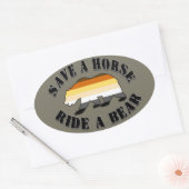 Sticker Ovale Gay Bear Pride Enregistrer un cheval Ride Ours (Enveloppe)