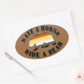 Sticker Ovale Gay Bear Pride Enregistrer un cheval Ride Ours (Enveloppe)