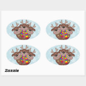 Sticker Ovale Gay pride Whimsical Christmas Reindeer (Feuille)