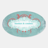 Sticker Ovale GC | Rouge turquoise "vieilli" (Devant)