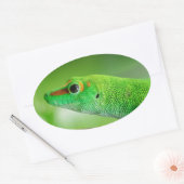 Sticker Ovale Gecko Géant de la Journée Verte - Phelsuma grandis (Enveloppe)