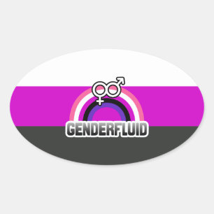 STICKER OVALE GENDERFLUID RAINBOW