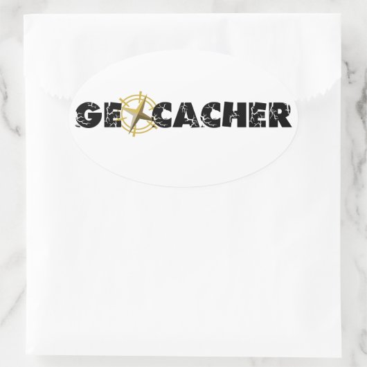 Sticker Ovale Geocacher avec Compass (Sac)
