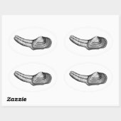 Sticker Ovale Géoduck Clam (illustration en noir et blanc) (Feuille)