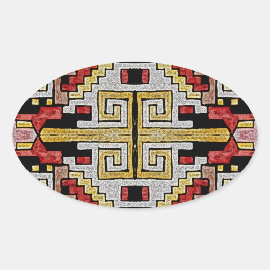 Sticker Ovale Géométhorique Tribal/Motif ethnique (Devant)