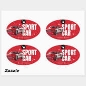 Sticker Ovale geometric sticker, pink green sticker, modern pat (Feuille)