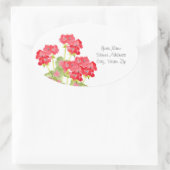 Sticker Ovale Geraniums d'aquarelles rouges 2 (Sac)