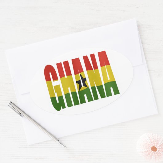 Sticker Ovale Ghana + Flag (Enveloppe)