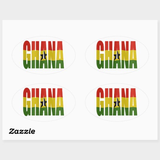 Sticker Ovale Ghana + Flag (Feuille)