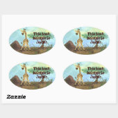 Sticker Ovale Giraffe de la Parade Animale (Feuille)