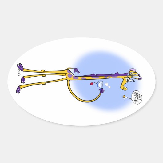 Sticker Ovale GIRAFFE & HONEYBEE TEA par Jeff Willis (Devant)