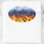 Sticker Ovale Glace et flamme (Sac)