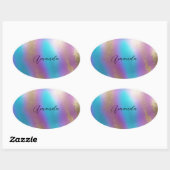 Sticker Ovale Glam arc-en-ciel Iridescendant (Feuille)
