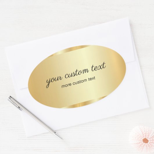 Sticker Ovale Glamour Template Gold Calligraphy Your Custom Text (Enveloppe)