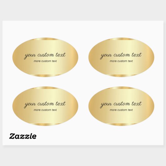 Sticker Ovale Glamour Template Gold Calligraphy Your Custom Text (Feuille)