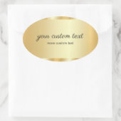 Sticker Ovale Glamour Template Gold Calligraphy Your Custom Text (Sac)